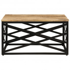 Coffee Table Brown Solid Mango Wood, Steel Medium Coffe...