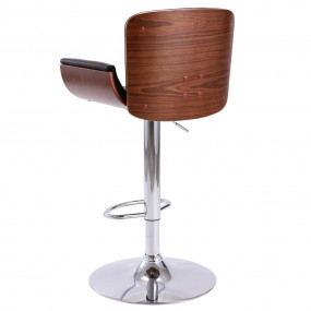 Bar Chair Black and dark brown Faux leather, bent wood,...