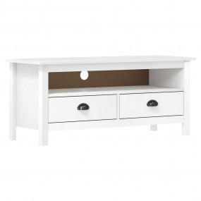 TV Cabinet White Solid pine wood Medium TV Cabinet Rect...