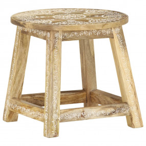 Stool Brown with white patterns Solid mango wood 15.0x1...