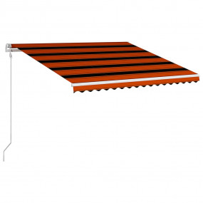 Retractable Awning Orange and brown with white frame