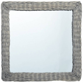 Mirror Natural Wicker, Glass 19.7 x 19.7 in Decorative ...