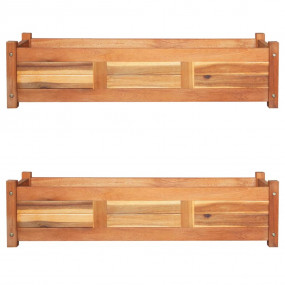 Raised Bed Set of 2 Brown Acacia wood Large Durable