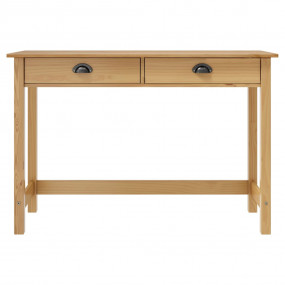 Console Table Honey Brown Solid Pine Wood Compact Drawe...
