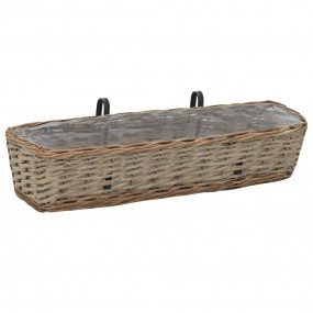 Balcony Planter Set of 2 Brown Wicker with PE lining 31...