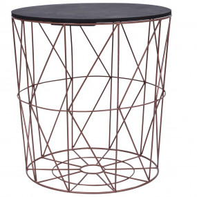 Coffee Table Set of 3 Copper and Black MDF and Metal St...