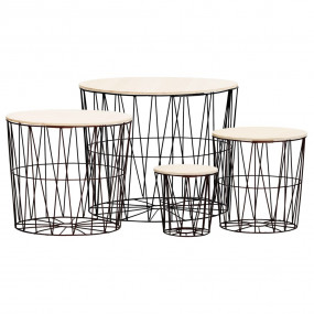 Coffee Table Set of 4 Black MDF Stackable Coffee Table ...