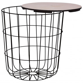 Coffee Table Black Metal, MDF Compact Coffee Table Roun...