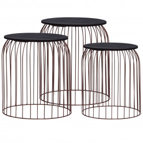 Coffee Table Set of 3 Copper MDF Small Stackable Coffee...