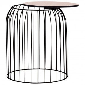 Coffee Table Set of 3 Black Metal, MDF Set of 3 Stackab...