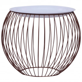 Coffee Table Set of 2 Gold, White Metal, MDF Large, Sma...