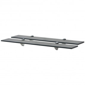 Floating Shelf Set of 2 Black Tempered glass, Zinc allo...