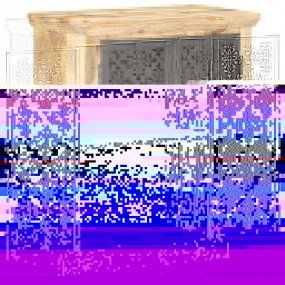 Sideboard Natural and Black Solid mango wood, powder-co...