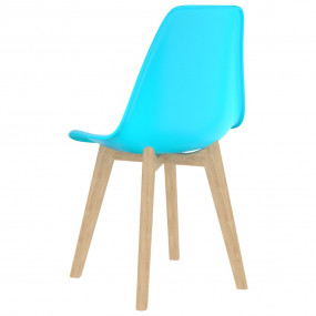 Dining Chair Set of 4 Blue Polypropylene, Beechwood 0 E...