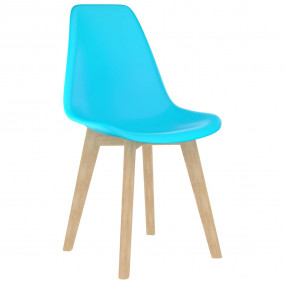 Dining Chair Set of 6 Blue Polypropylene, Beechwood Erg...