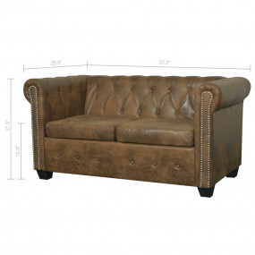 Sofa Brown Faux leather Standard  Durable  Chesterfield...