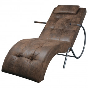 Chaise Lounge Brown Suede look fabric Medium Ergonomic
