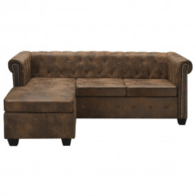 Sofa Brown Faux leather, Wood Large