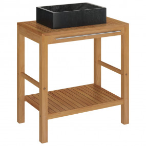 Vanity Cabinet With Sink Black Solid teak wood Medium S...