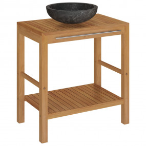 Vanity Cabinet With Sink Black Solid teak wood, marble,...