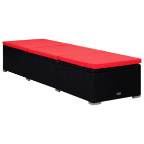 Patio Sun Lounger Black PE rattan 76.8 inches long sunl...