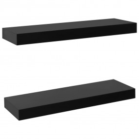 Wall Mounted Shelf Set of 2 Black MDF 15.7 x 7.9 x 1.5 ...