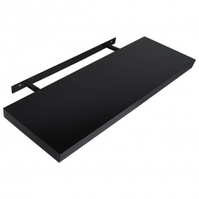 Wall Mounted Shelf Set of 2 Black MDF Standard Wall mou...