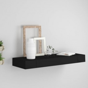 Wall Mounted Shelf Black MDF Wall Mounted Shelf Rectang...