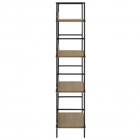 Shelf Cabinet Oak and Black Engineered Wood and Steel C...