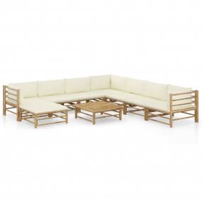 Garden Lounge Set Bamboo, Cream White Bamboo, 100% poly...
