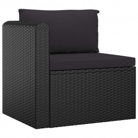 Garden Lounge Set Black Powder-coated steel Medium
