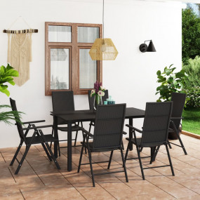Dining Set Black PE rattan, glass, aluminum Standard Fo...