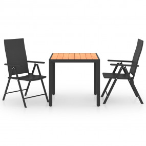 Dining Set Black and Brown PE rattan, WPC, Aluminum Com...