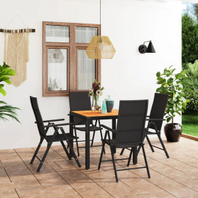 Dining Set Black and Brown PE Rattan, WPC, Aluminum Sta...