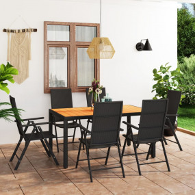 Dining Set Black and Brown PE rattan, WPC, aluminum Med...