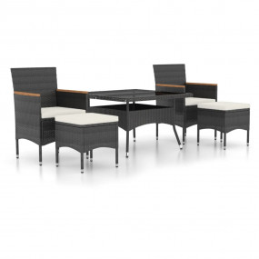 Garden Dining Set Black Poly rattan Standard Removable ...