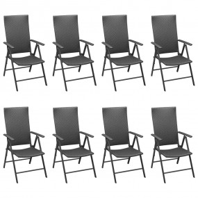 Dining Set Black and Brown PE Rattan, Aluminum, WPC