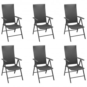 Dining Set Black PE Rattan, WPC, Aluminum 7 Piece Set
