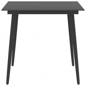 Dining Set Black PE rattan, aluminum, glass, steel 5 Pi...
