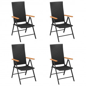 Dining Set Black and Brown PE Rattan, Aluminum, WPC Lar...