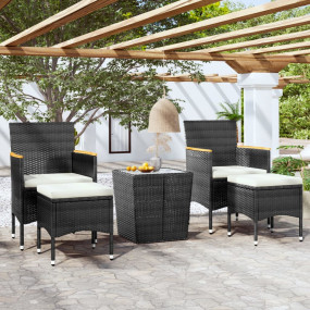 Garden Bistro Set Black, Cream