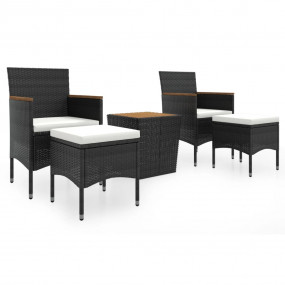 Garden Bistro Set Black Poly rattan 5 Piece Set Durable