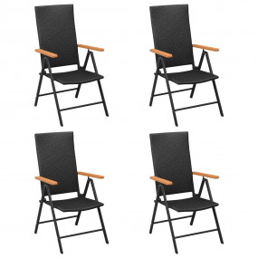 Dining Set Black and Brown PE Rattan, WPC, Aluminum 5 P...