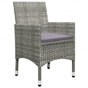 Bistro Set Grey Poly Rattan and Tempered Glass Small Fo...