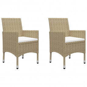 Bistro Set Beige Poly rattan Medium UV-resistant materi...
