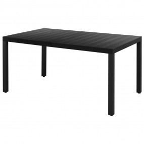 Dining Set Black PVC rattan, Powder-Coated Steel, WPC, ...