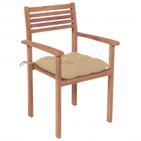 Patio Chair Set of 2 Beige Fine sanded teak hardwood St...