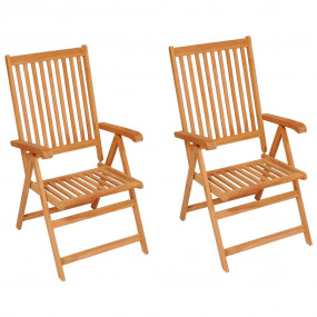 Garden Chair Set of 2 Teak Sanded teak hardwood, Fabric...