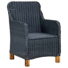 Garden Lounge Set Dark Grey Poly Rattan Medium Removabl...
