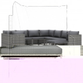 Garden Lounge Set Grey PE Rattan, Powder-Coated Steel S...